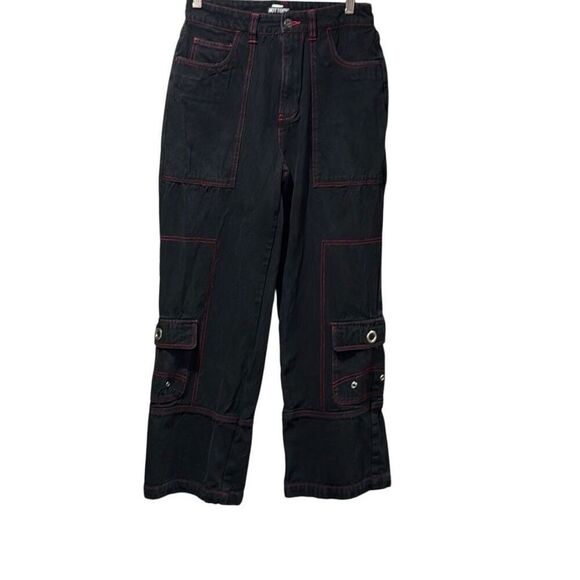 Hot Topic Black & Red Stitch Chain Carpenter Pants - Picture 1 of 7